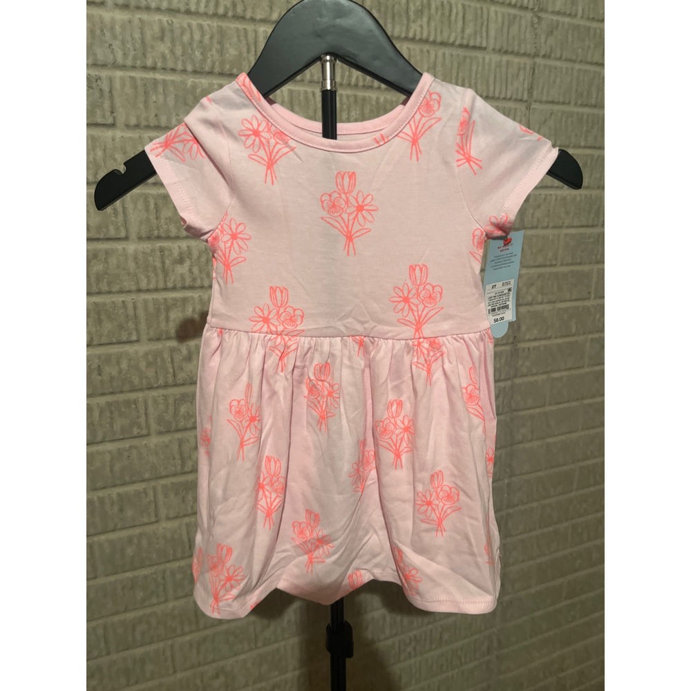 Cat Jack Toddler Girls Pink Floral Print Short Sleeve Dress Size‎ 2T